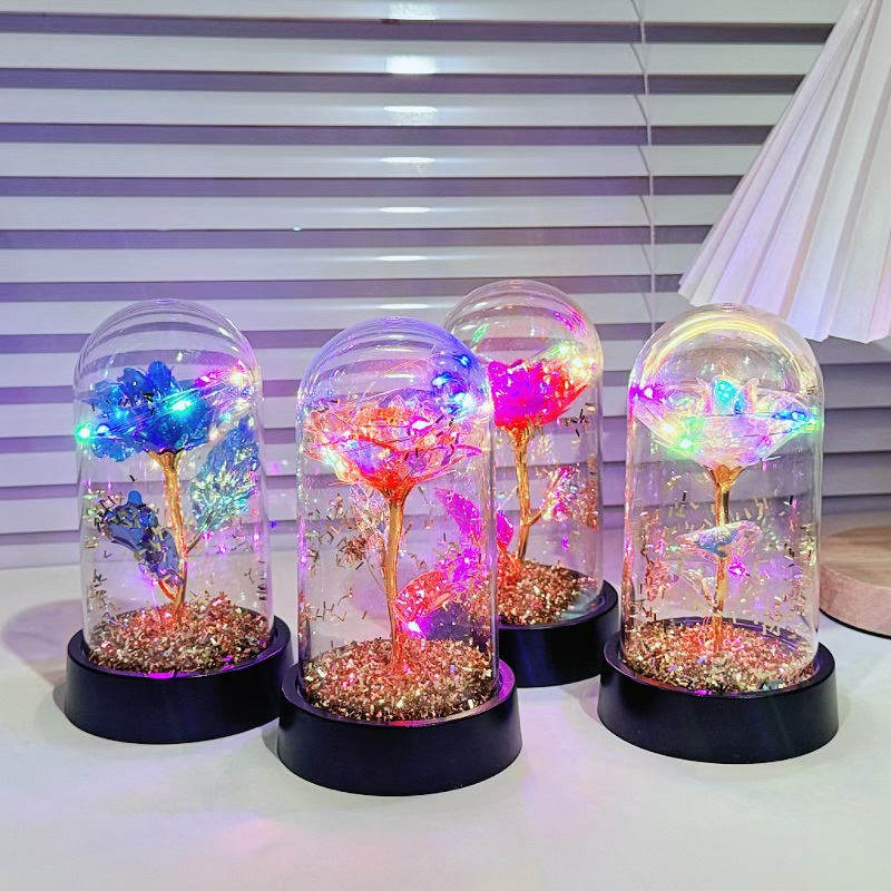 Nuevo ramo de rosas luminosas lámpara de noche dorada decoración de flores inmortales decoración pareja regalo de cumpleaños transfronterizo image 3