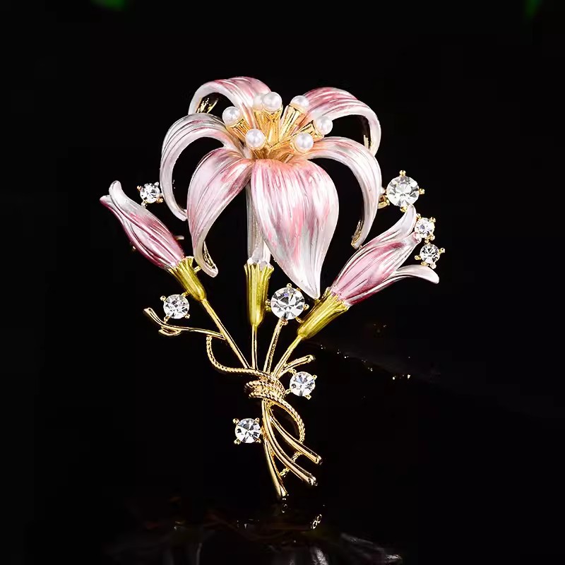 Lily Brosche Für Damen Einzigartige Emaille Anstecknadel Elegant_voghion.com