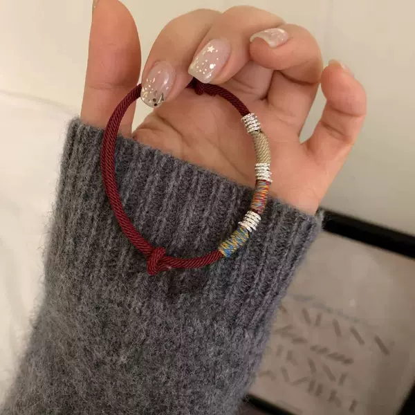 Casual Style Colorful Plate-Wrapped Hand Rope for Women Summer Ins Style Niche Design Chinese Fashion Bestie Bracelet for Gift Giving