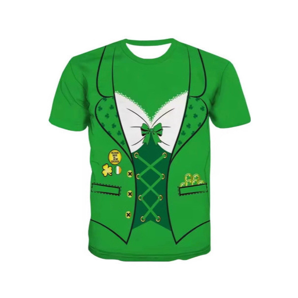 Men's 3D Irish Shamrock Print False Tailcoat T-Shirt Summer Outdoor Sports Quick-Dry Breathable Short Sleeve Men's 3D Irish Shamrock Print False Tailcoat T-Shirt Summer Outdoor Sports Quick-Dry Breathable Short Sleeve