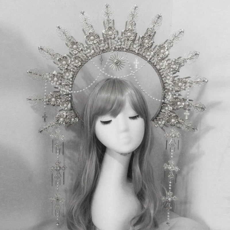 Набор материалов для коронок — ручной сборка Diy Lolita готический ободок, 21 см, электропокрытые аксессуары