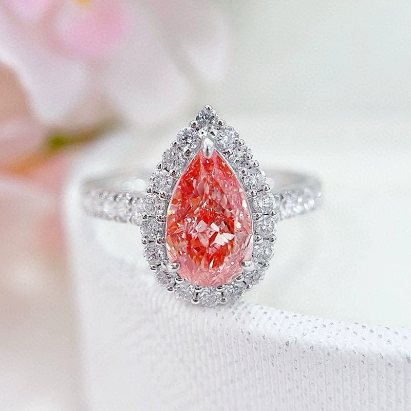 Женское кольцо с бриллиантом в форме капли из белого золота 18 карат, обручальное и обручальное кольцо, кольцо с грушевидным бриллиантом, обручальное кольцо, основной бриллиант 1 карат
