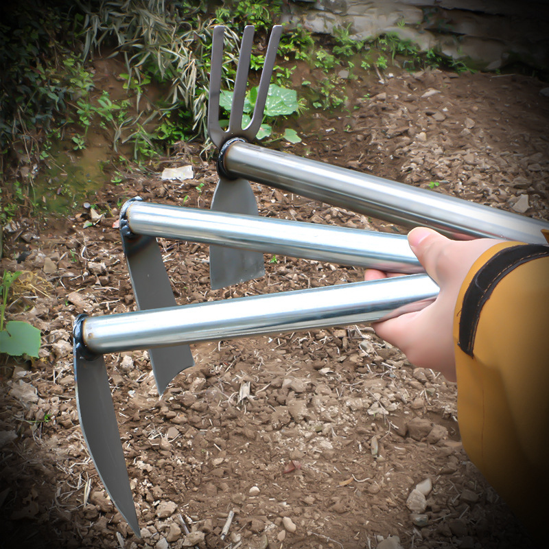 All-steel small hoe weeding rake vegetable planting flower hoeing artifact digging soil household agricultural digging multi-functional tool