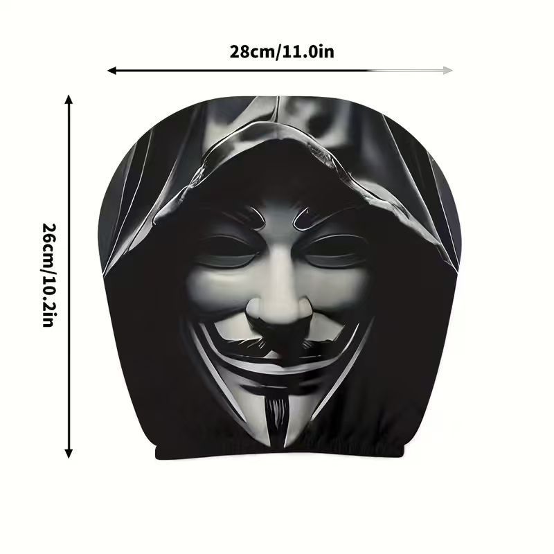 Cross-Border Temu Black and White Horror Smiley Face Design Car Pillow Cover Elastic Universal Horror Car Dust Cover Available for Wholesale