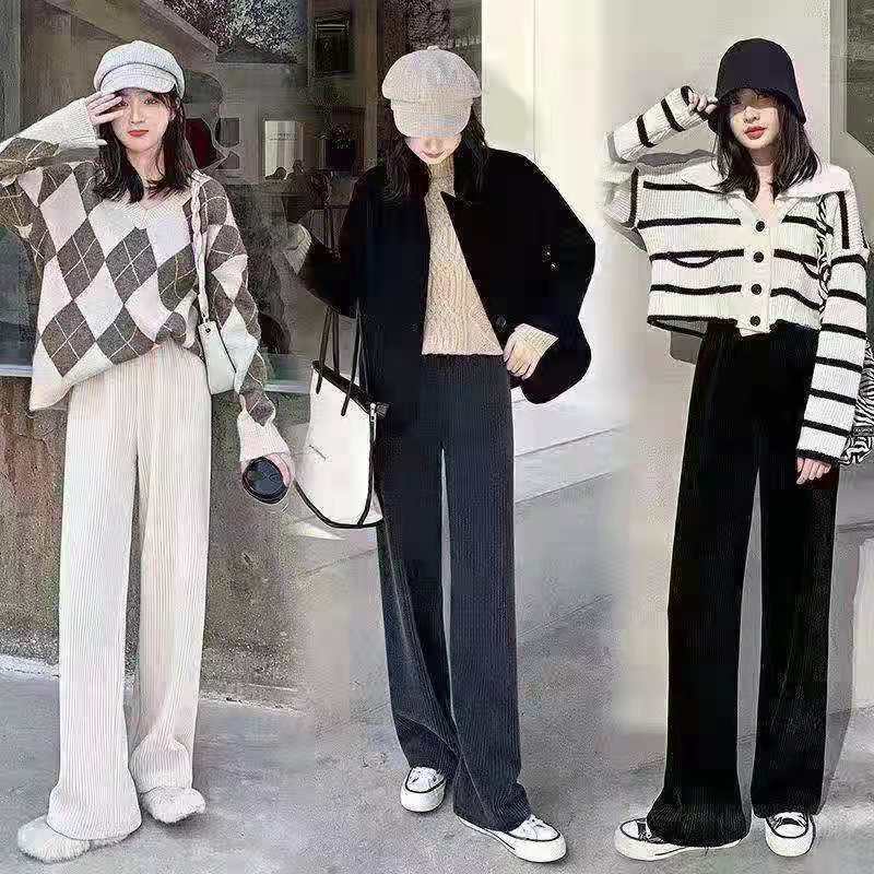 Cream thin spring summer velvet trousers