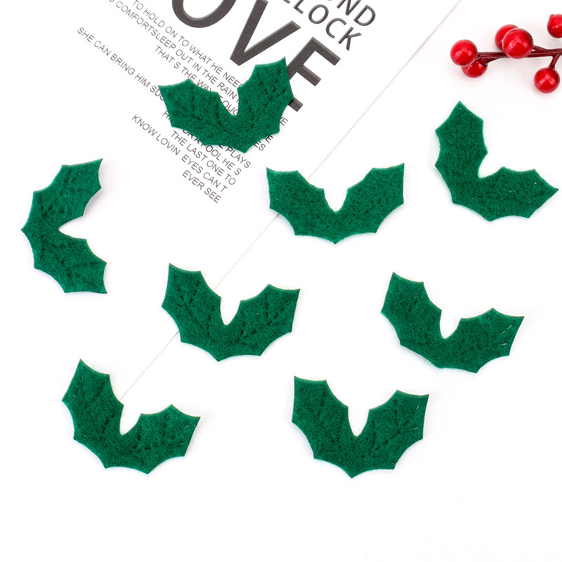 Christmas green leaf pendant patch decoration site layout paste accessories diy handmade gift box hat accessories