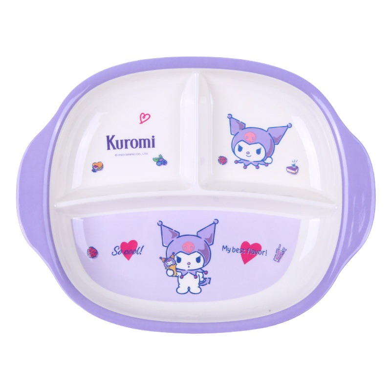 Sanrio vajilla para niños de alto aspecto tazón de fuente de bebé suplemento alimenticio Placa de tazón suministros maternos e infantiles para el hogar Cuchara de taza al por mayor