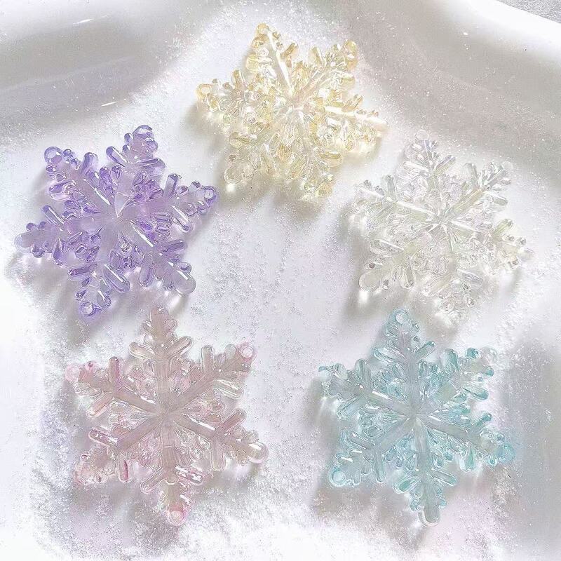 Cross-border hot UV big snowflake hanging hole DIY mobile phone chain bag chain pendant Japanese jewelry accessories wholesale in stock straight