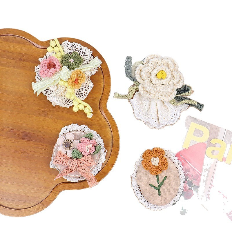 森ガール甘くてかわいいリネンレース花多用途刺繍花アクセサリーブローチ衣類アクセサリー|undefined