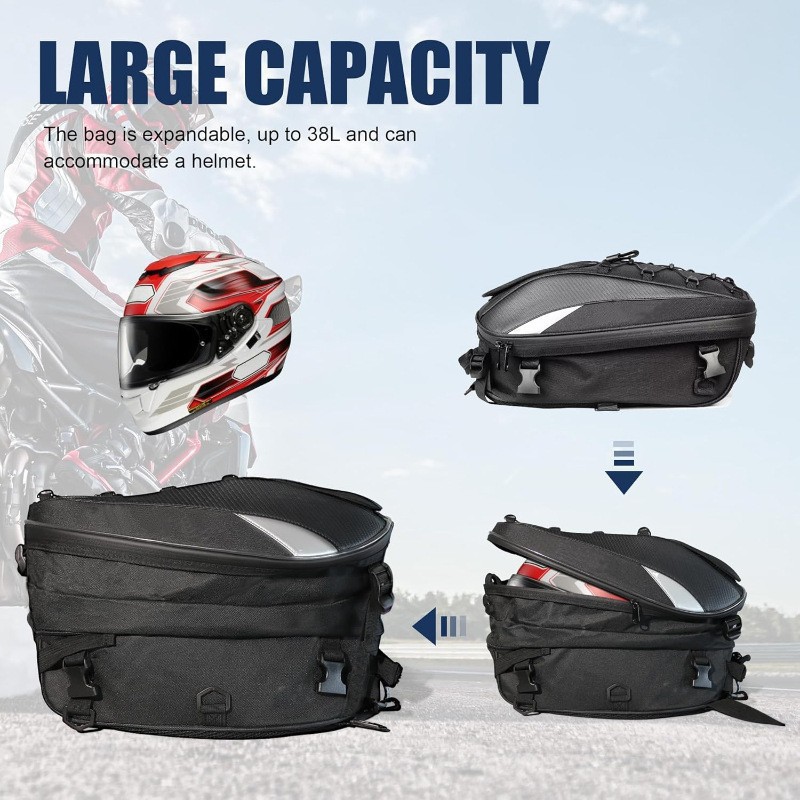 Bolsa de casco de asiento trasero de motocicleta de gran capacidad de viaje mochila de hombro mochila trasera a prueba de agua equipo de caballero