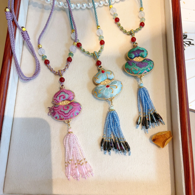 [完成品] 純粋な手作りのシルク宋錦手作りの新しい中国風のレトロな頭飾りヘアピンブローチペンダントネックレスペンダント|undefined