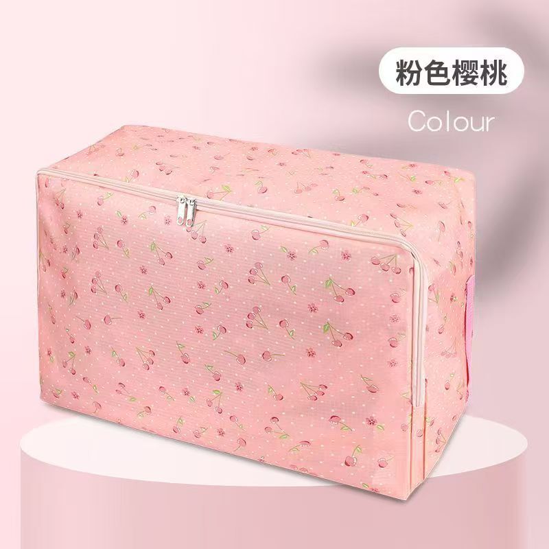 粉樱桃图案牛津布收纳袋衣物被子整理袋防水搬家袋防尘储物袋|undefined