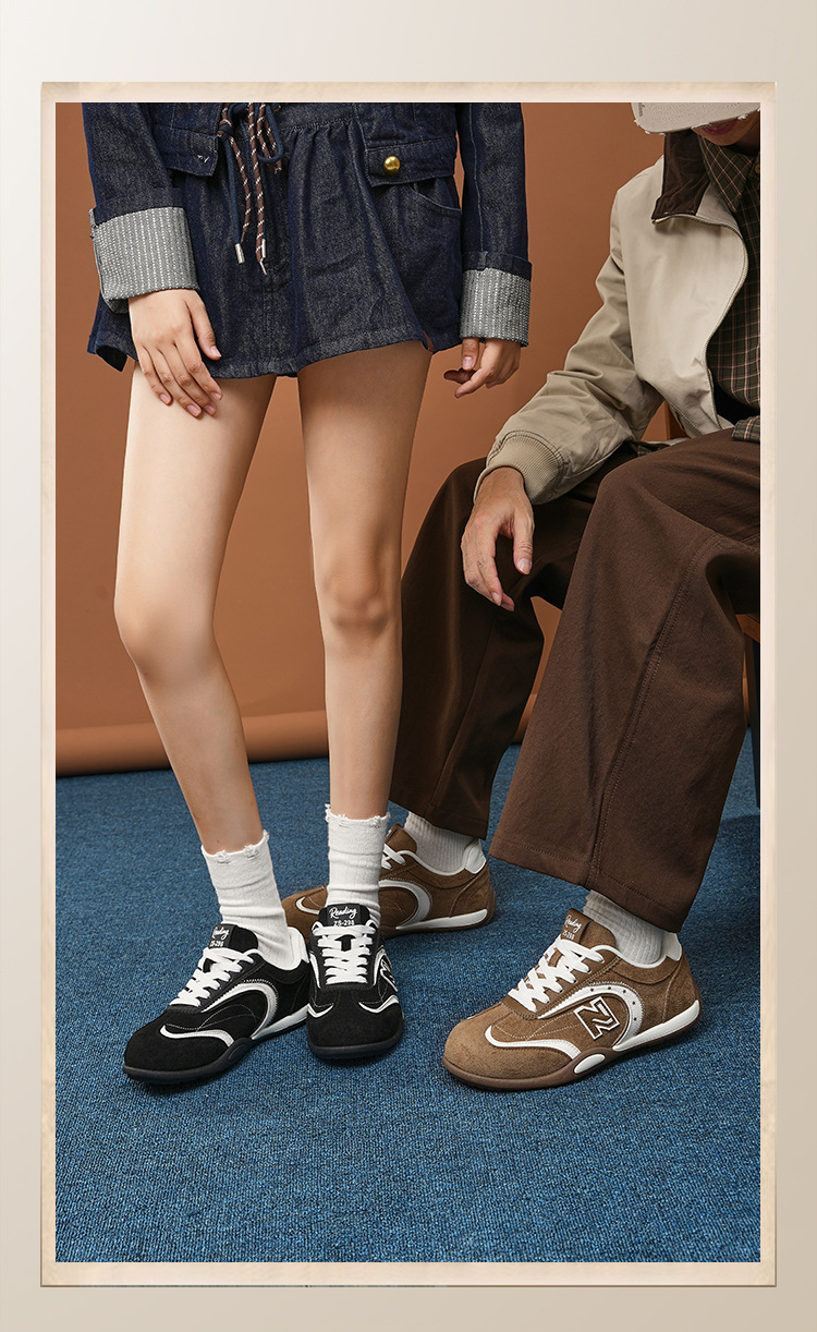 Giày sneaker nữ chạy bộ mesh thoáng đế bệt phong cách cổ điển — 298 Nâu Caramel chi tiết 15