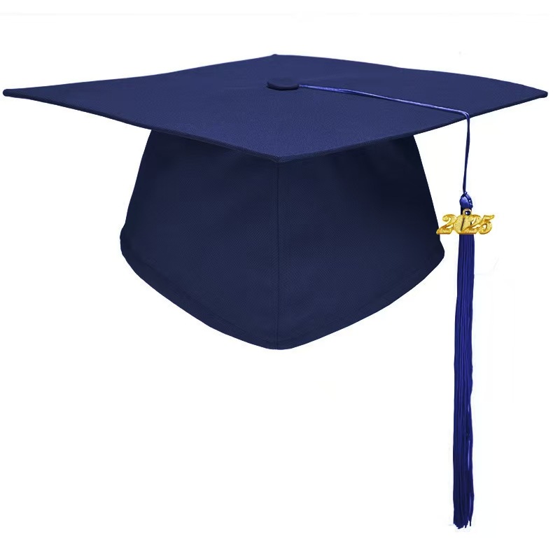 Manufacturer Specializing in Cross-Border Supply to Europe and America, Offering Navy Blue Bachelor's Caps with Year Tags for 2026 College Graduation Ceremonies
