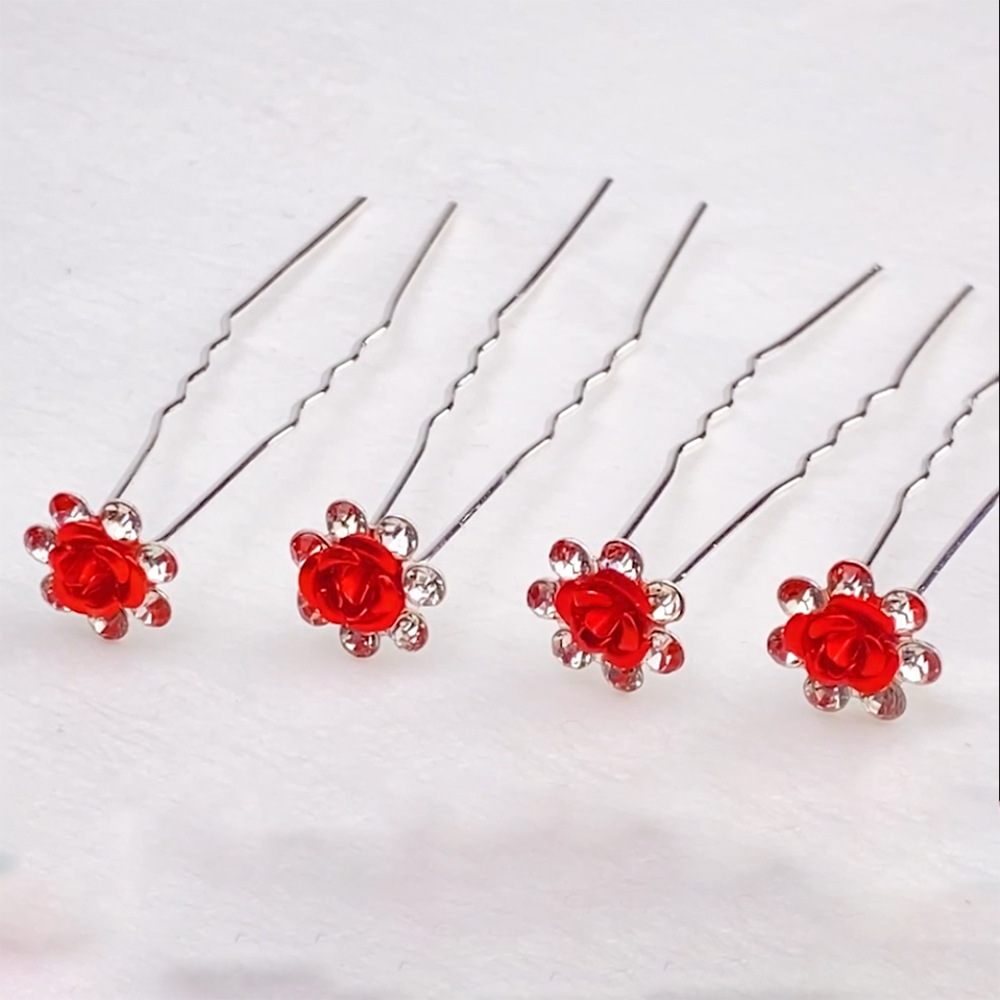 Fashion Flower Alloy Inlay Artificial Crystal Hairpin 20 Pieces display picture 3