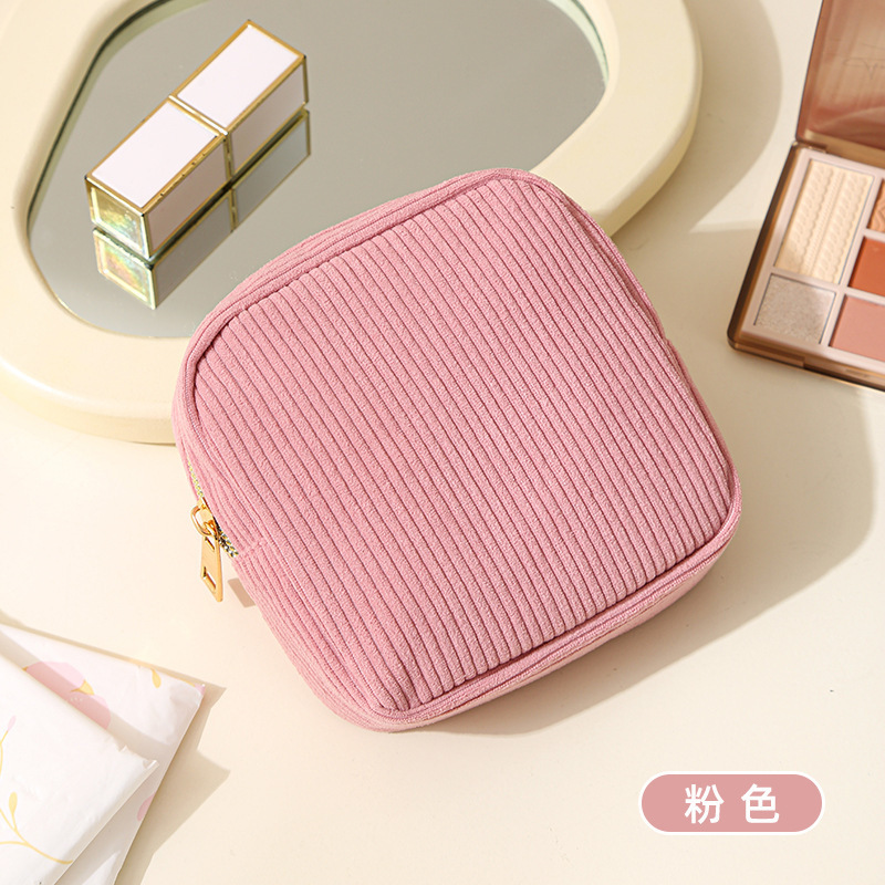 コーデュロイ収納袋、厚みのあるポータブル生理用ナプキン収納袋、口紅雑貨収納袋|undefined