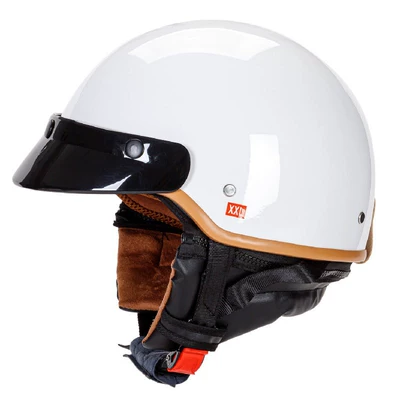 RHR new retro helmet lightweight design with detachable scarf electric car helmet motorcycle helmet (Motosiklet kaskı (dəbilqə)) - white-s