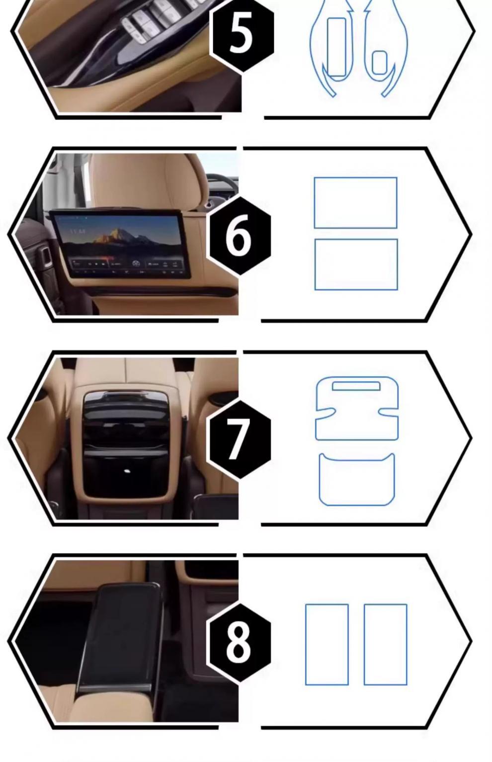 24-25 Denza D9 Gear Shift Central Control Interior Protective Film Instrument Navigation Screen Car Modification Transparent-Tpu