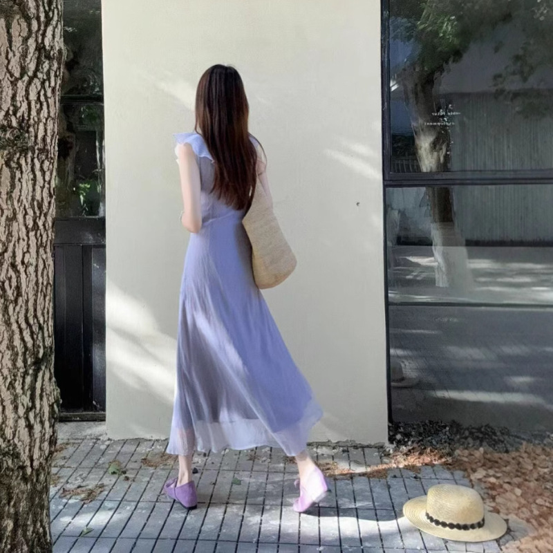 DARA ROSE 本格夏フレンチデザインフリルウエスト着痩せワンピース 5661|undefined