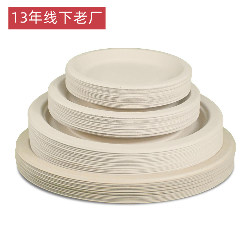 Disposable Dinner Plate Food Grade Bamboo Fiber Biodegradable Barbecue Camping Style Party Birthday Disposable Paper Plate Environmentally Friendly