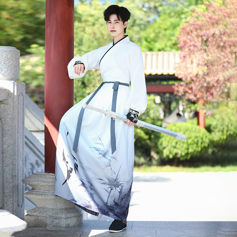 Original Embroidered Hanfu for Men and Women, New Style Improved Printed Outfit for Group Performances