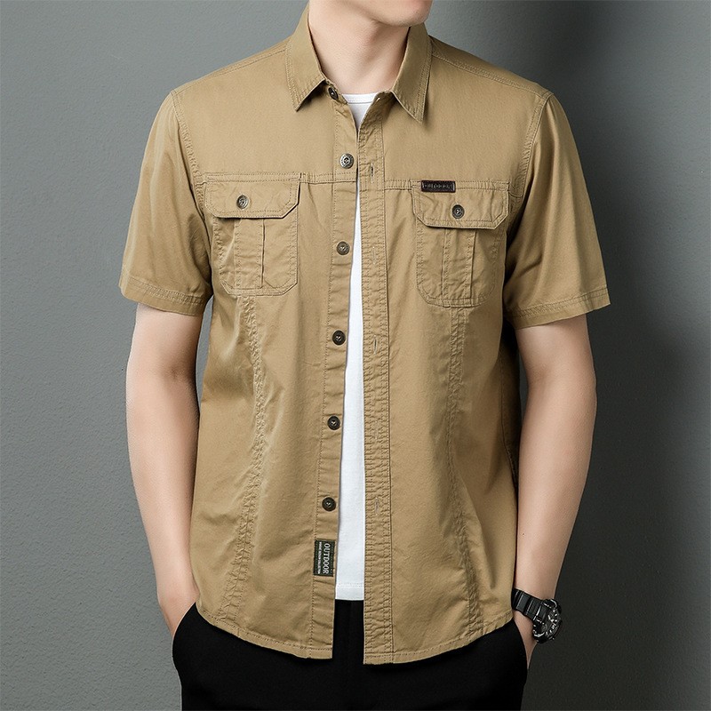 Camisas delgadas de manga corta de verano, nuevas chaquetas de hombre, chaquetas de camisa de trabajo de algodón relajadas y casuales