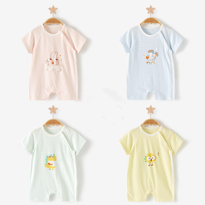 Mono para bebé, pelele fino de verano, pijama de manga corta para niños pequeños, ropa para recién nacidos, ropa para gatear, ropa de verano para niños y niñas.