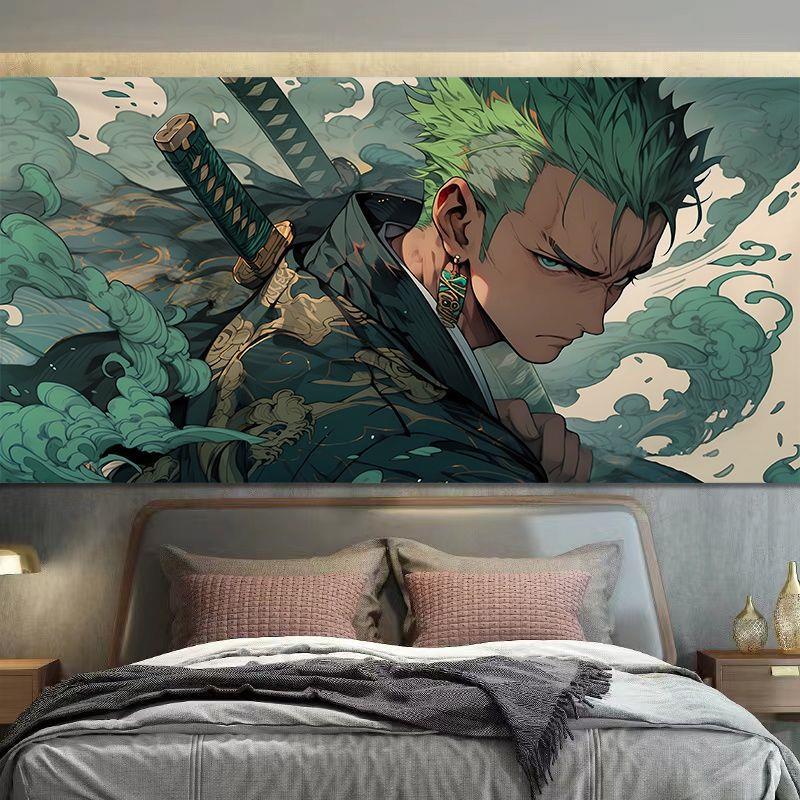 젊고 새로운 원피스 ZORO 배경 천으로 소년 학생 기숙사 교수형 천으로 머리맡 장식 벽 침실 벽 천