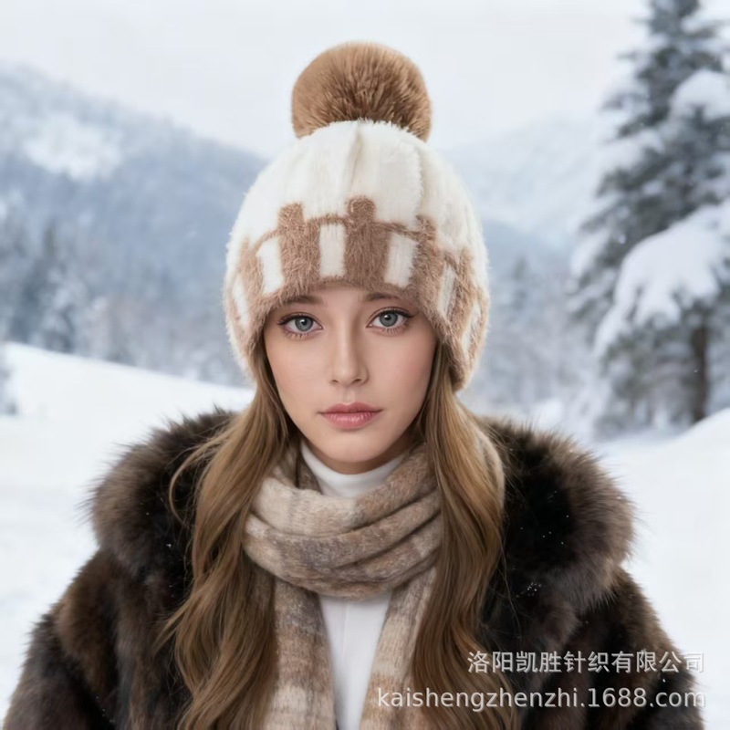 跨境秋冬毛绒棒球帽女休闲百搭骑车保暖护耳帽韩版户外套头针织帽|undefined