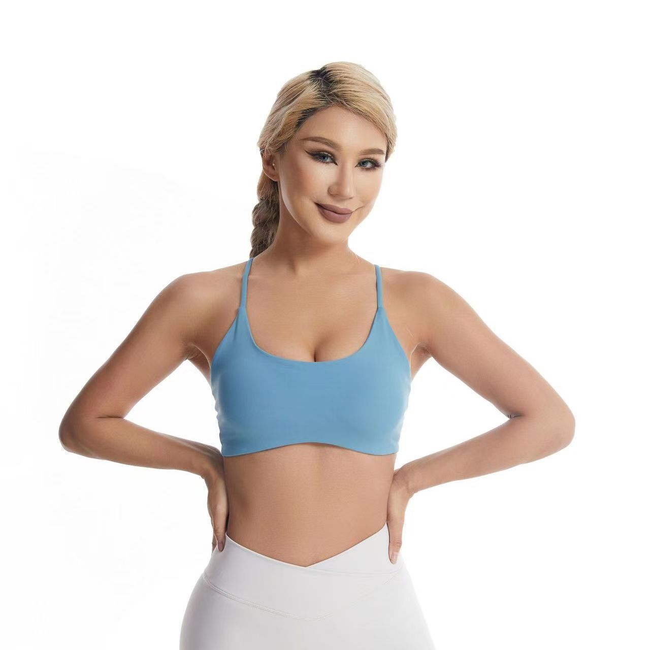 Nuevos sujetadores de yoga desnudos transfronterizos europeos y estadounidenses, ropa interior deportiva para correr, ropa de fitness para mujeres.