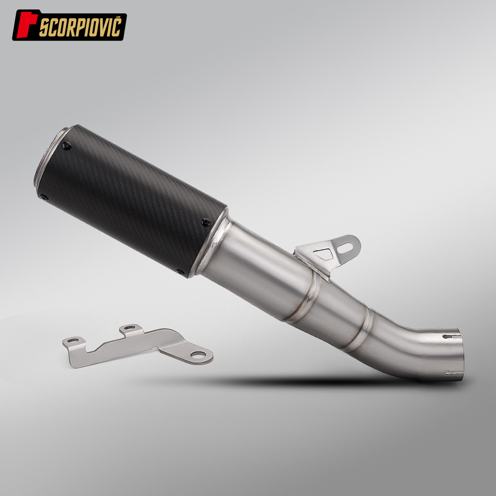 Rsv4 Modified Titanium Alloy Mid-Section and Tail-Section Integrated Silencer Connects to the Original Front Section of the Motorcycle Exhaust Pipe