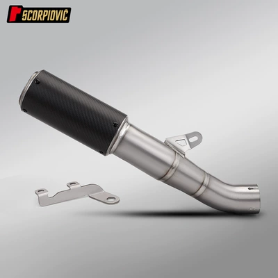 Rsv4 Modified Titanium Alloy Mid-Section and Tail-Section Integrated Silencer Connects to the Original Front Section of the Motorcycle Exhaust Pipe