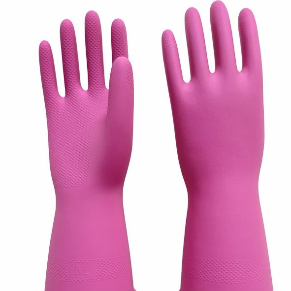 Guantes domésticos cocina limpia impermeable a prueba de agua a prueba de aceite lavandería doméstica lavaplatos goma al por mayor