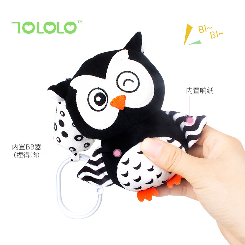 Juguete de educación temprana Happymonkey para bebés de 0 a 3 años, campana de cuna en blanco y negro, campana de viento, sonajero colgante para coche y cama.