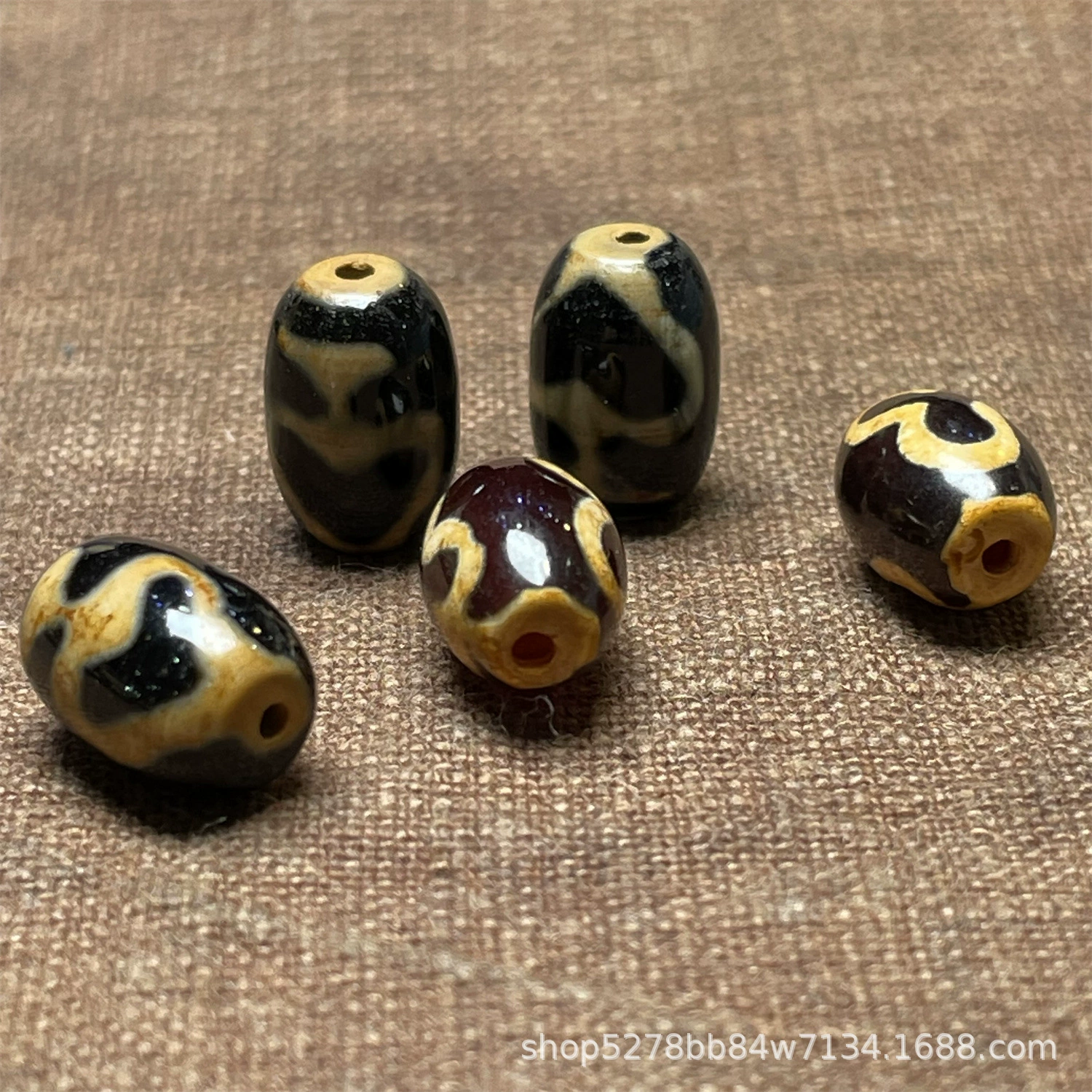 Черный оникс с листьями бодхи в форме риса бусы 12 × 8 мм в тибетском стиле глянцевое ремесло DIY браслет ожерелье с бисером