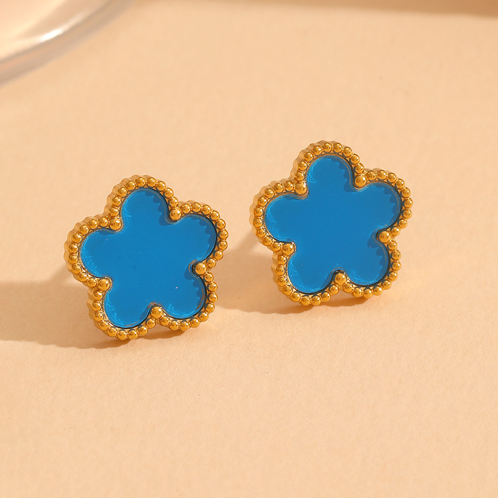 Nueva moda europea y americana no-desvanecimiento de acero de titanio de cinco hojas serie de trébol de moda de lujo ligero espárragos pulsera collar traje