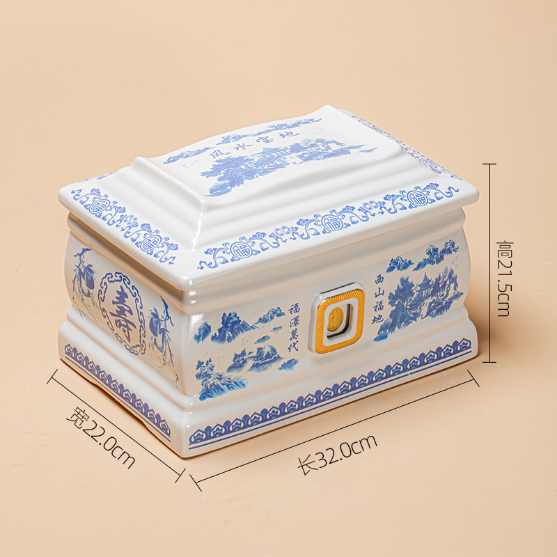 Jingdezhen Ceramic Urns for Ashes, Tempered, for Men and Women, Moisture-Proof, for Donation, Burial Boxes, Coffins, Grave Relocation, Funeral Use Jingdezhen Ceramic Urns for Ashes, Tempered, for Men and Women, Moisture-Proof, for Donation, Burial Boxes, Coffins, Grave Relocation, Funeral Use