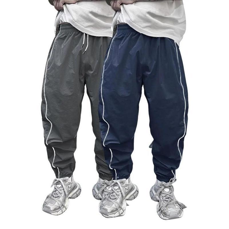 2025 New Cross-Border Dropshipping Men's Side Striped Drawstring Waist Jogging Pants, Casual and Loose