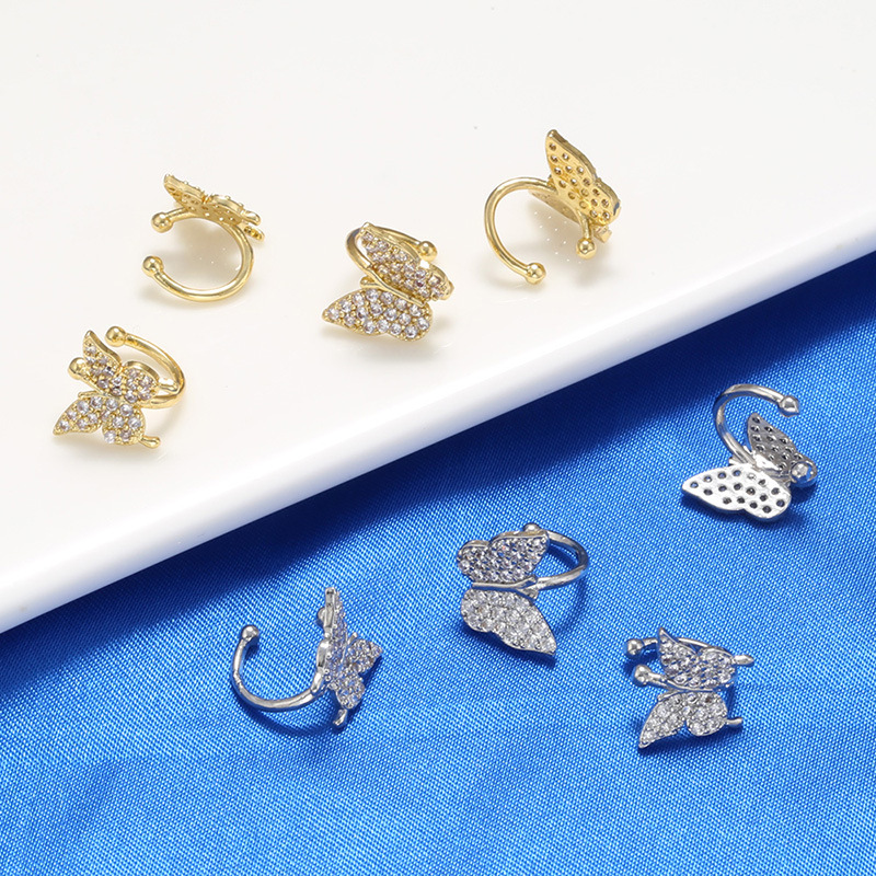 Sweet Butterfly Copper Plating Zircon Ear clips 1 Piece
