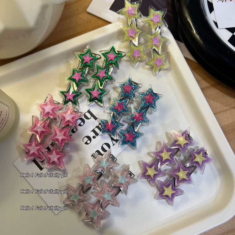 Заколка Hairgrip Cute Brand в виде звезды, летняя противоскользящая пара, яркий аксессуар для волос