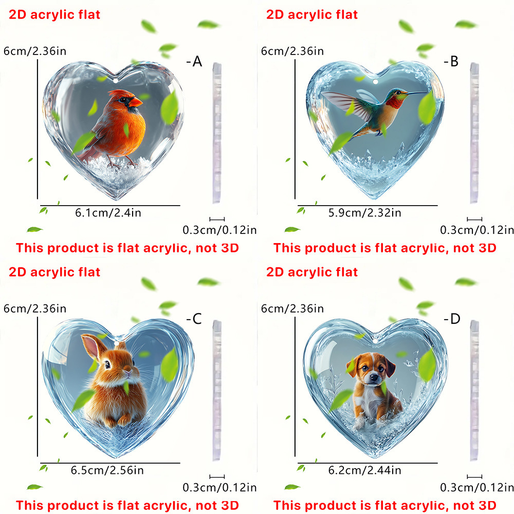 Transfronterizos lindos pájaros en forma de corazón conejo cachorro serie de animales llavero acrílico colgante decoración colgante
