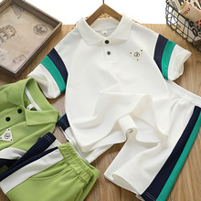 童装男童套装夏季新款学生校服儿童短袖POLO衫中裤中大童两件套潮