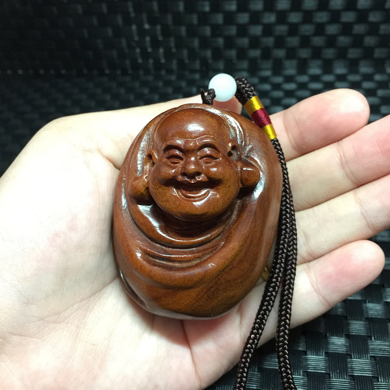 ラオスの黄花梨の木の彫刻のハンドルの木の工芸品の小さい置物の実木の彫刻は贈り物の小さい部品を遊びます。|undefined
