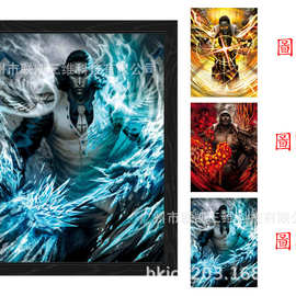 3d光栅变换卡三维立体画卡通游戏动漫闪卡贴纸变幻明信片厂家印刷