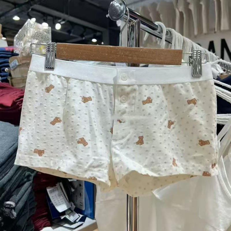 Bm Style American Bear Heart Print Elastic Waist Shorts Boxer Briefs Feminine Home Casual Sports Hot Pants Trendy