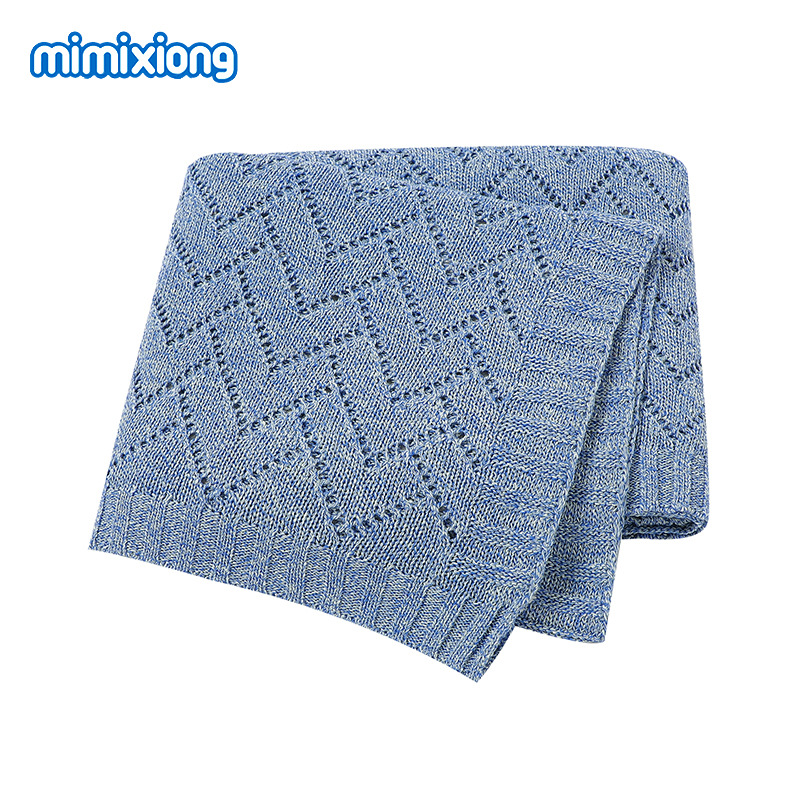 ins热卖款2021婴儿毯男女童针织镂空抱毯宝宝防风盖被