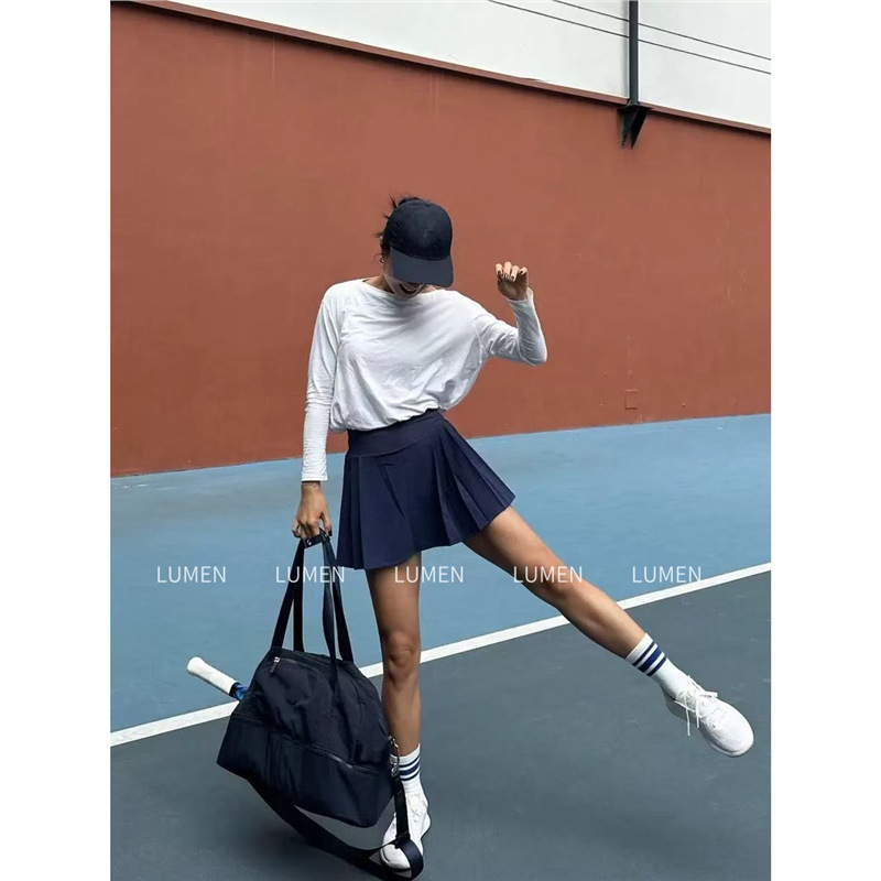 Very Easy to Wear Lulu's Same Style Side-Pleat Sports High-Waisted Tennis Golf Quick-Drying Breathable Skirt Yoga Skirt