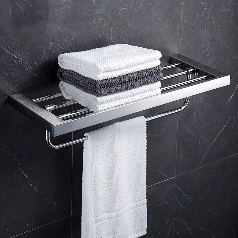 Towel Rack 304 Stainless Steel Bath Towel Rack Wall-Mounted Bathroom Bathroom Storage Rack Bathroom Hardware Pendant Set