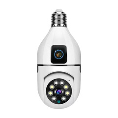 E27双眼鏡型電球カメラ360度回転デュアルスクリーンワイヤレスWIFI暗視機能付き音声ホームモニター
