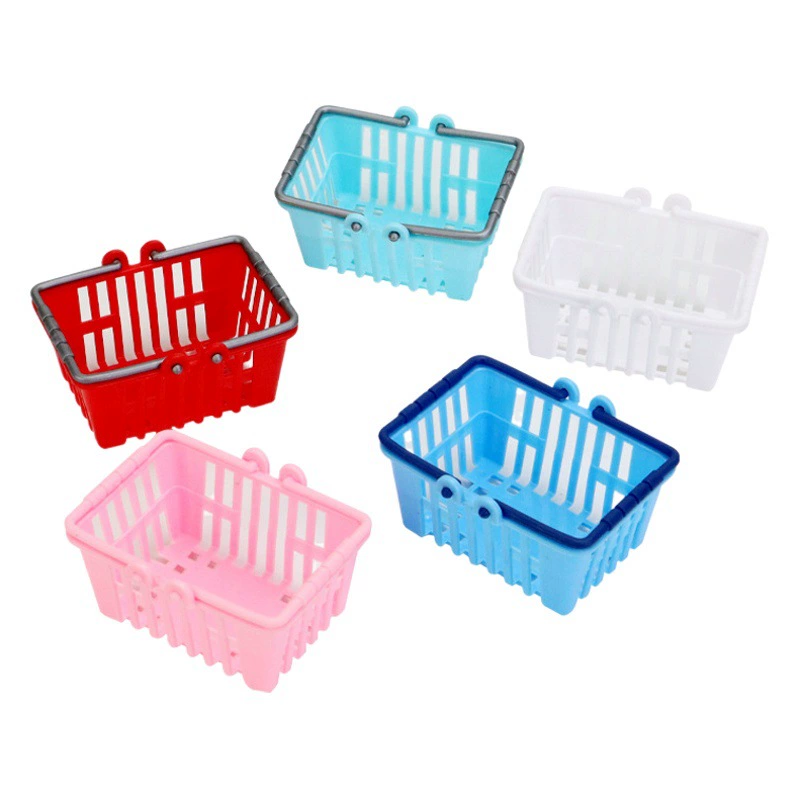 Детские домашние игрушки Кукольный домик Аксессуары для супермаркета двойной ручкой Мини-корзина корзина для покупок Моделирование корзины для овощей